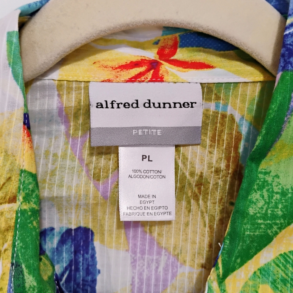 NWT Alfred Dunner Button Blouse Tropical Print 3/4 Sleeve 100% Cotton Size PL - Picture 5 of 7